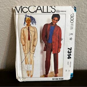 Vintage Sewing Pattern McCall’s Jacket Coat Basile Miss Size 14 1980s 80s
